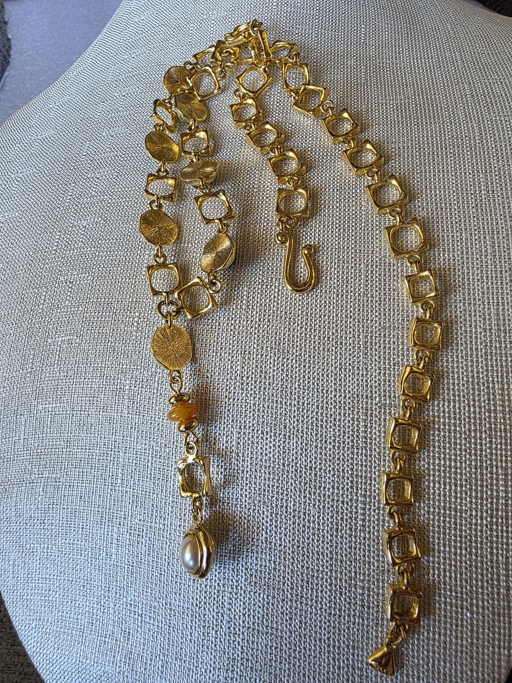 Liz Clairborne Vintage boutique-style fashion Y-drop collar statement necklace - Picture 12 of 13